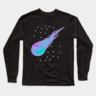 Meowteor funny cat in space Long Sleeve T-Shirt